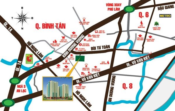 vi tri trieu an Tower 600x380 - Khu căn hộ Triều An Tower – Quận Bình Tân