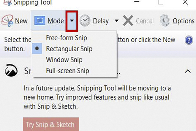 giao diện snipping tool