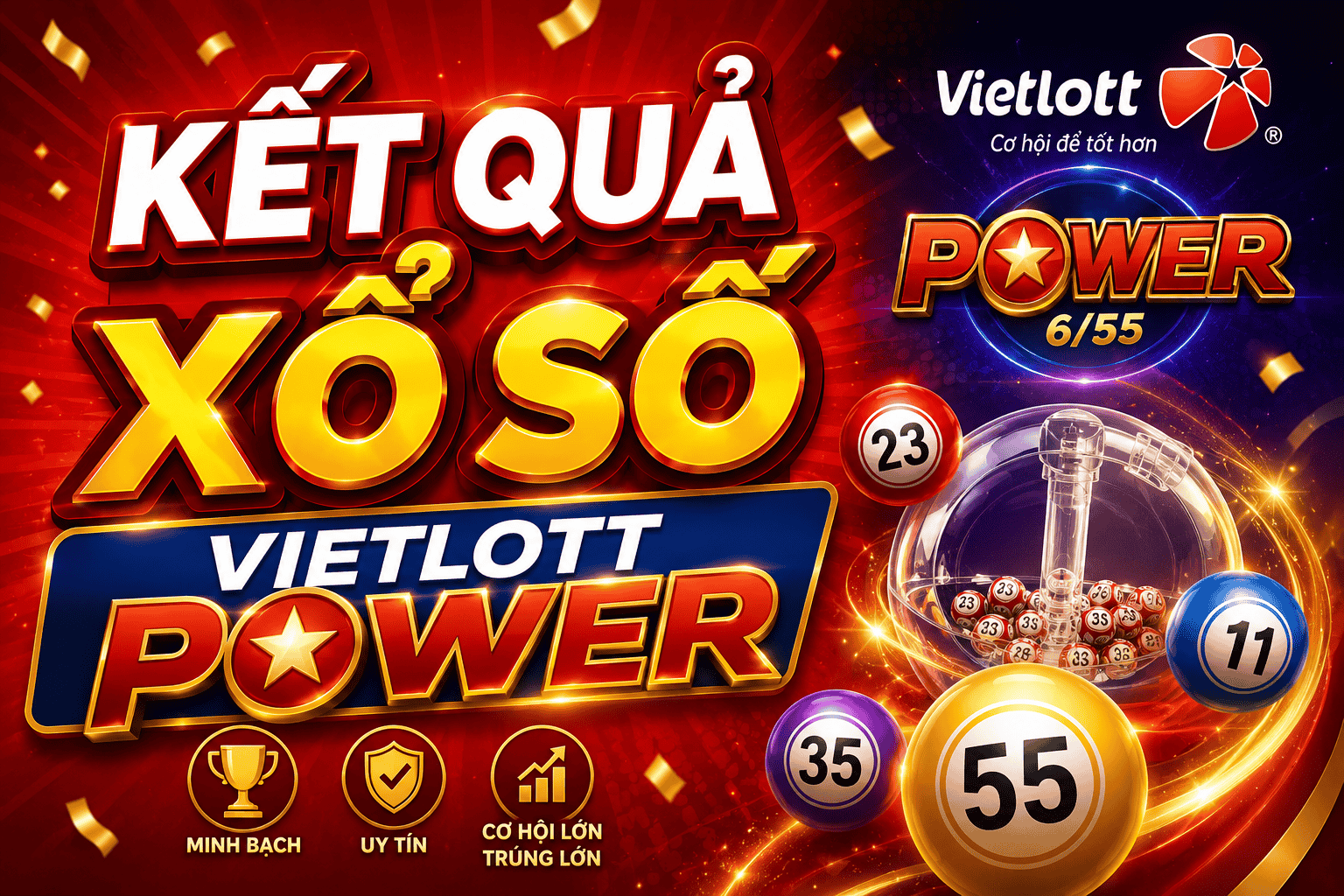 Xem trực tiếp xổ số Vietlott 11/6 – Kết quả xổ số Vietlott hôm nay 11/6/2026 – Xổ số Power 6/55 và các tỉnh thành