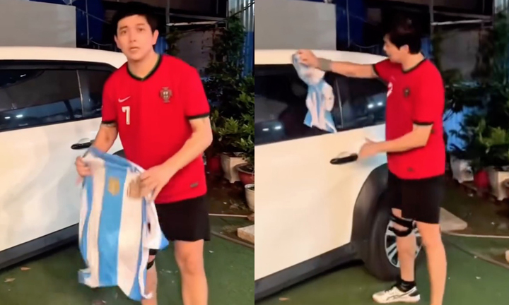 Ca sĩ Tim xin lỗi sau khi dùng áo tuyển Argentina lau xe gây tranh cãi