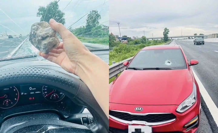 Xác minh vụ ô tô chạy trên cao tốc Hà Nội – Hải Phòng nghi bị ném đá vỡ kính